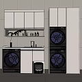 Modern Bathroom Cabinetry With Washing Machine Dryer Sink Faucet And Storage