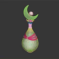 Luxury Perfume Bottle With Moon Shaped Top Pink Decorative Band And Gold Accents