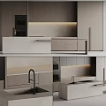Modern Kitchen With Sleek Wooden Cabinets Island Countertop And Built in Appliances