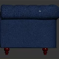 Blue Leather Tufted Sofa With Classic Design Stitched Details And Wooden Legs