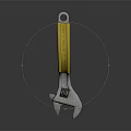 Adjustable Wrench Hardware Tool With Yellow Handle And Silver Metal Body 3d model