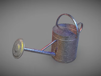 Vintage Metal Watering Can With Long Spout And Sturdy Handle 3d model
