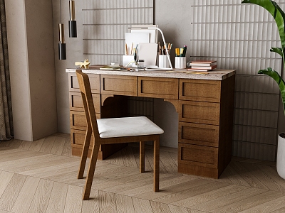 Nordic desk and chair combination model