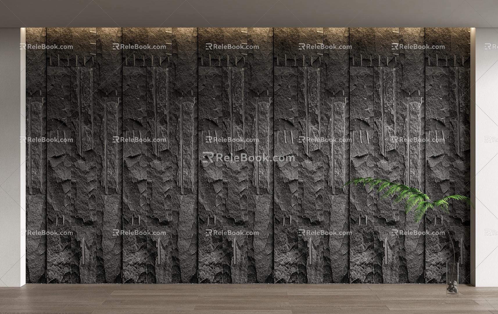 2D mushroom stone background wall rubble wall FRP cement sheet PU stone 3d model