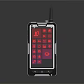 Industrial Handheld Terminal With Antenna And Red Icons On Touchscreen