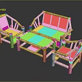 Light Wood Outdoor Table With Rattan Design And Matching Chairs For Patio Use