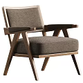 Beige Fabric Upholstered Accent Chair with Wooden Frame Modern Minimalist Design and Comfortable Armrests