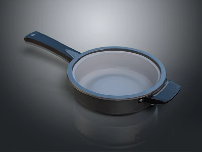 Practical Kitchen Cooking Pan With Long Handle And Side Grip For Home Use 3d model