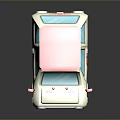 Cute Cartoon Car With Red Roof And White Body Featuring Logo Design
