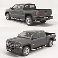 Gray GMC Crew Cab Pickup Truck With Alloy Wheels And Brand Logo 3d model