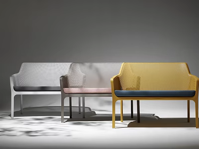Modern Leisure Chairs With Mesh Design Various Colors Cushioned Seats And Metal Legs 3d model