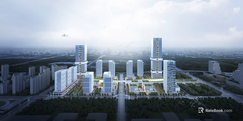 Modern Industrial Factory Complex With Contemporary Architecture And Green Landscaping Design 3d model 