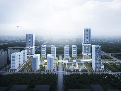 Modern Industrial Factory Complex With Contemporary Architecture And Green Landscaping Design 3d model