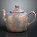 Artisan Handcrafted Ceramic Teapot with Vintage Glaze and Textured Surface Design