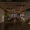Modern Restaurant Interior Design With Green Plant Wall Wooden Ceiling And Comfortable Seats