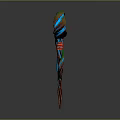 Enchanted Magic Staff With Twisted Design Blue Gem And Red Ribbon