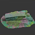 Stacked Natural Stones With Green Moss And Grass On Gray Background