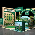 Interactive Zone Exhibition Booth Design With Green Plants And Tea Brand Signage