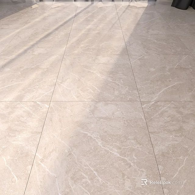 Beige Marble Tile Floor With Natural Texture And Sunlight Shadows 3d model 
