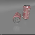 Coca Cola Drink Two Cans One Standing One Lying Red Packaging Featuring Enjoy Text 3d model