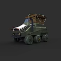 Green Military Armored Tank With Cargo Load And Multiple Wheels