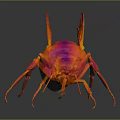 Vibrant Red and Orange Insect with Transparent Wings Shiny Body on Dark Background