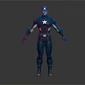 Captain America Game Movie Character Standing In Blue Uniform With White Star And Red Stripes