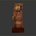 Vintage Brass Apparatus with Glass Container Flower Design Clock and BIBLE Label on Wooden Base
