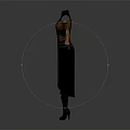 Sleeveless Robe With Black Brown Patchwork Design Belt Metal Buckles Arm Sleeves And Long Boots