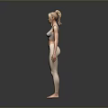 Woman in Gray Sports Bra and Beige Leggings Standing Barefoot on Reflective Floor