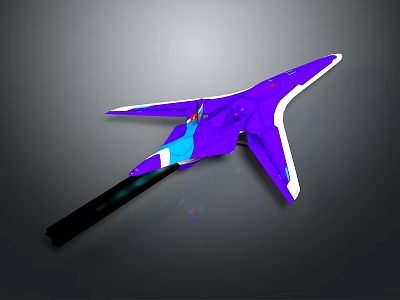 Modern Electric Guitar Featuring Purple Body And Blue White Accents Design 3d model