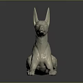 White Egyptian Style Dog Statue Lying On Smooth Surface With Collar And Large Ears
