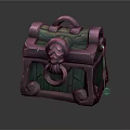 Vibrant Purple Green Treasure Chest With Decorative Lock And Hanging Gem