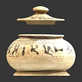 Ancient Traditional Clay Pot With Ornate Lid And Detailed Animal Motifs