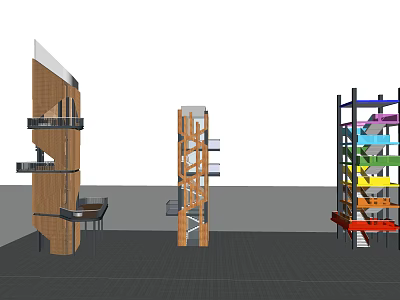 Modern Tower Architectural Designs With Wooden Structures And Metal Frames 3d model