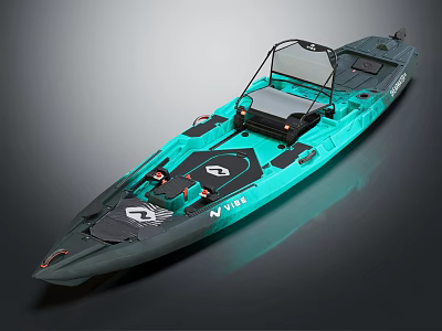 Turquoise And Gray Yacht With Modern Dashboard And Seating Area 3d model