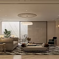 Modern Light Luxury Living And Dining Room Interior With Comfortable Sofas Exquisite Lighting And Rugs