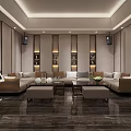 Luxurious KTV Lounge Interior With Comfortable Sofas Large Screen Coffee Tables Speakers And Lighting 3d model