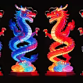 Colorful Lighted Dragon Art Installations With Vibrant Hues And Cloud Bases