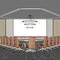 Modern Conference Room Interior Design With Round Meeting Table And Leather Chairs