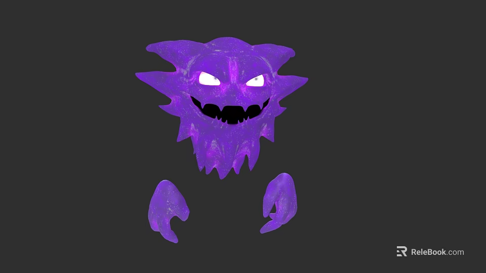 Mysterious Purple Grinning Fantasy Creature With Star Shaped Head Glowing Eyes And Claws 3d model 