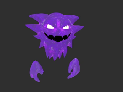 Mysterious Purple Grinning Fantasy Creature With Star Shaped Head Glowing Eyes And Claws 3d model