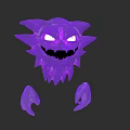 Mysterious Purple Grinning Fantasy Creature With Star Shaped Head Glowing Eyes And Claws
