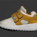 White And Yellow Baby Shoes With Mesh Upper Velcro Straps And 100% Logo