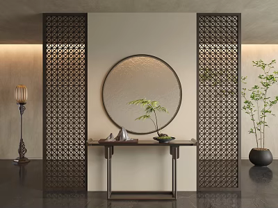 New Chinese style porch partition lattice partition 3d model
