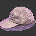 Beige Boston Cap With Blue Lettering Placed On Soft Blue Mat