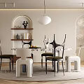 Modern Dining Room Interior With Round Table Stylish Chairs Pendant Light And Arched Accents