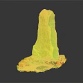 Rustic Wooden Stone Decorative Ornament With Tall Vertical Structure And Green Mossy Base