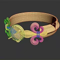 Elegant Gold Ring With Pink Gemstone And Ornate Decorative Patterns 3d model