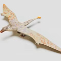 Realistic Pterosaur Figure With Spread Wings And Orange Tipped Patterns In Flight 3d model